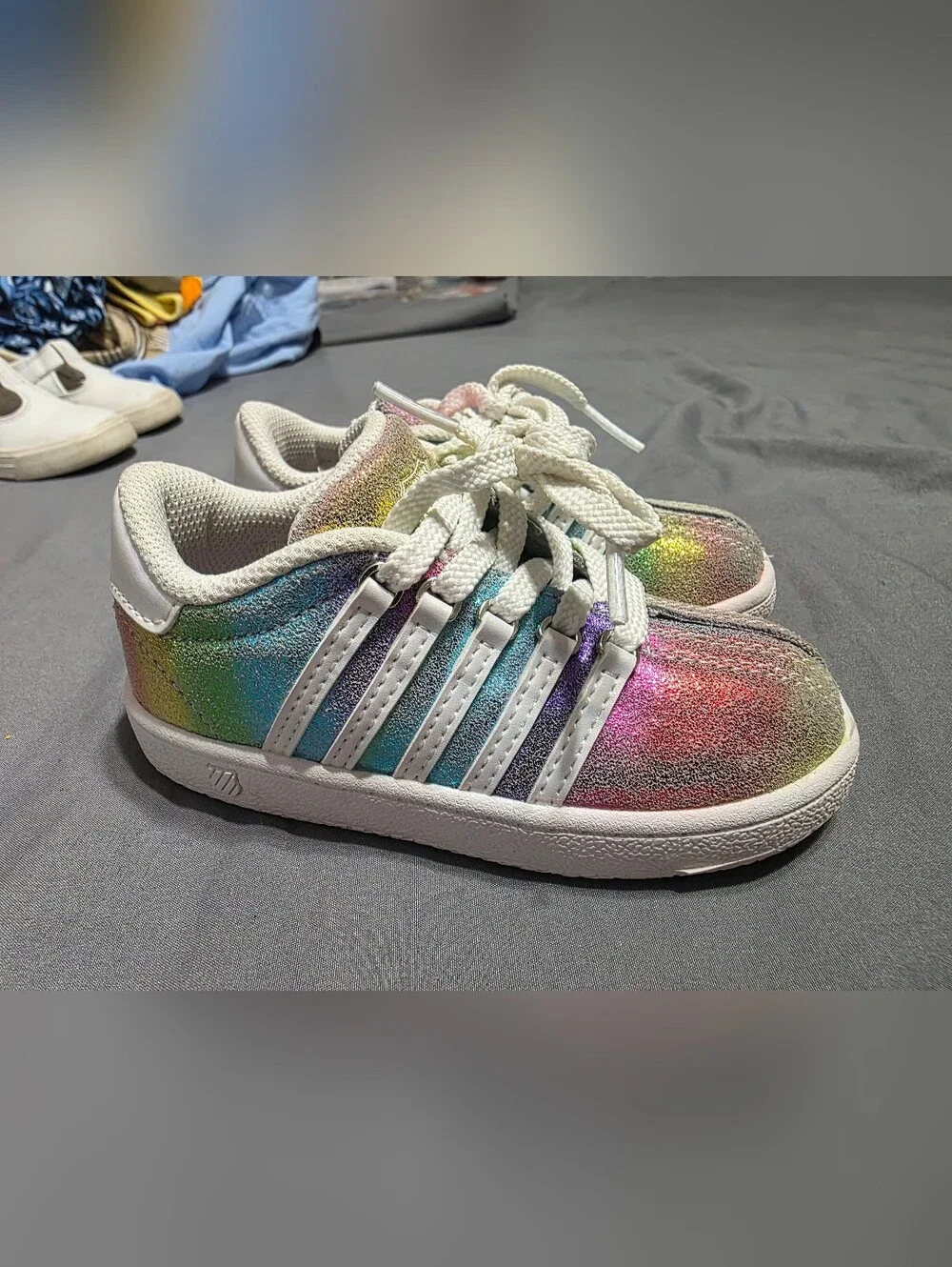 K-Swiss Kids Rainbow Glitter Lace-Up Sneakers - White Trim